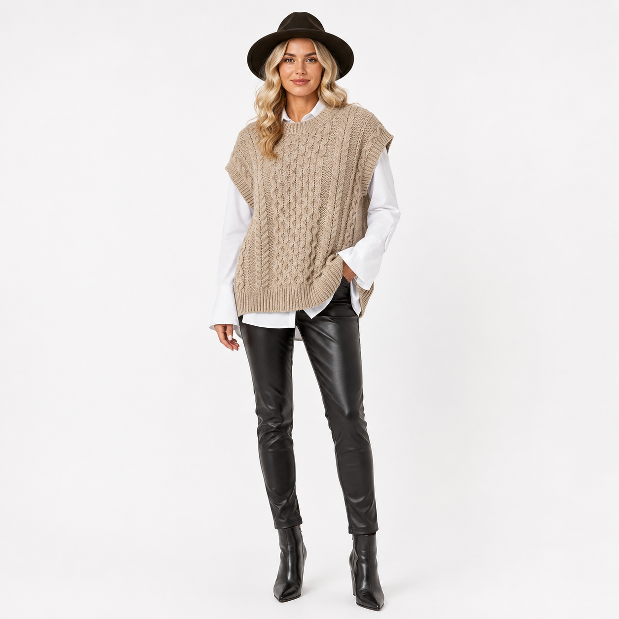 Tabitha Wood | Cozy Cable-Knit Sweater Vest