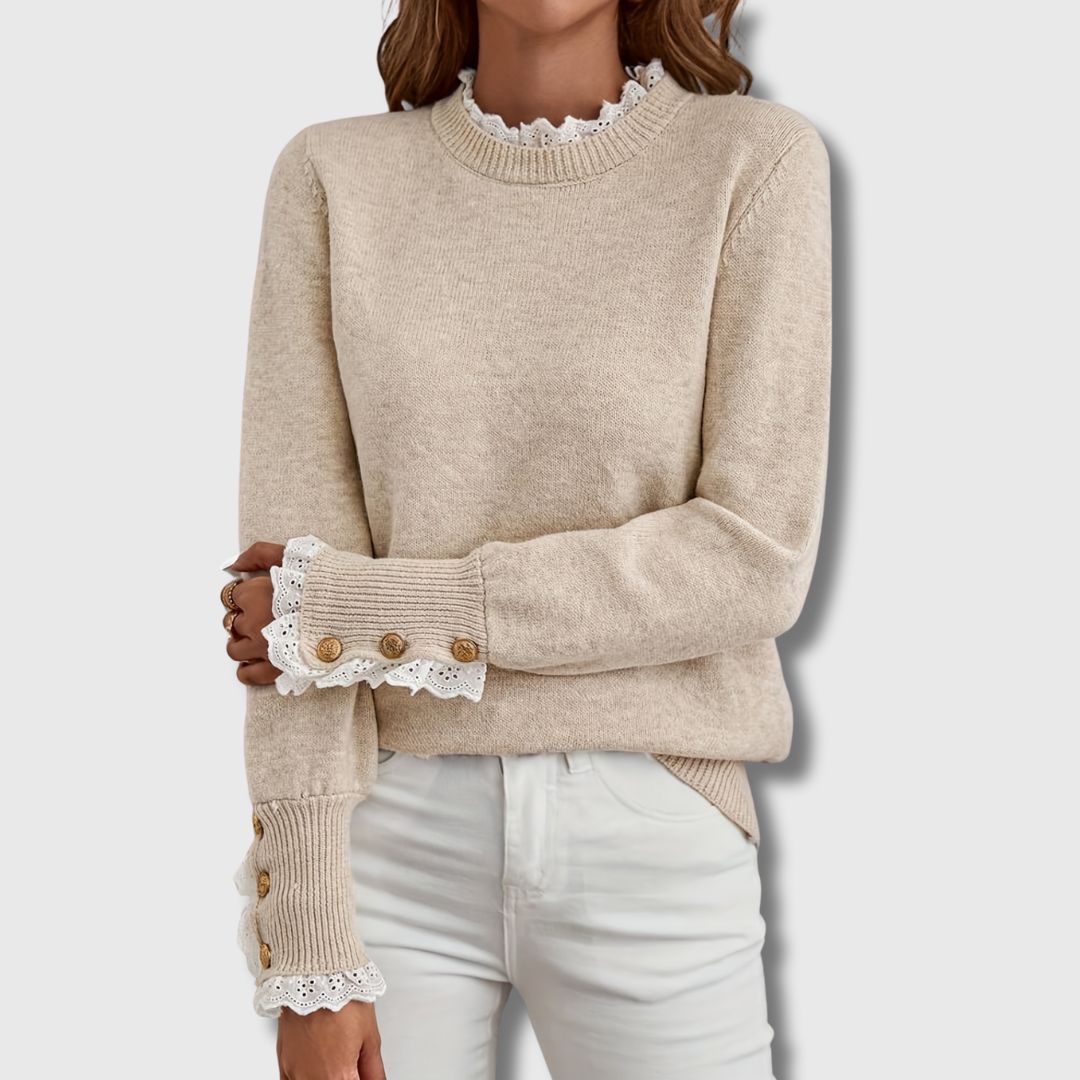 Harriet Sedgwick | Lace-Trim Sweater With Button Cuffs