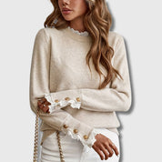 Harriet Sedgwick | Lace-Trim Sweater With Button Cuffs