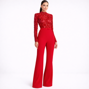 Thalia Beaumont | Red Lace Jumpsuit