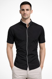 Theo Ashbourne | Slim Fit Stand Collar Shirt For Men