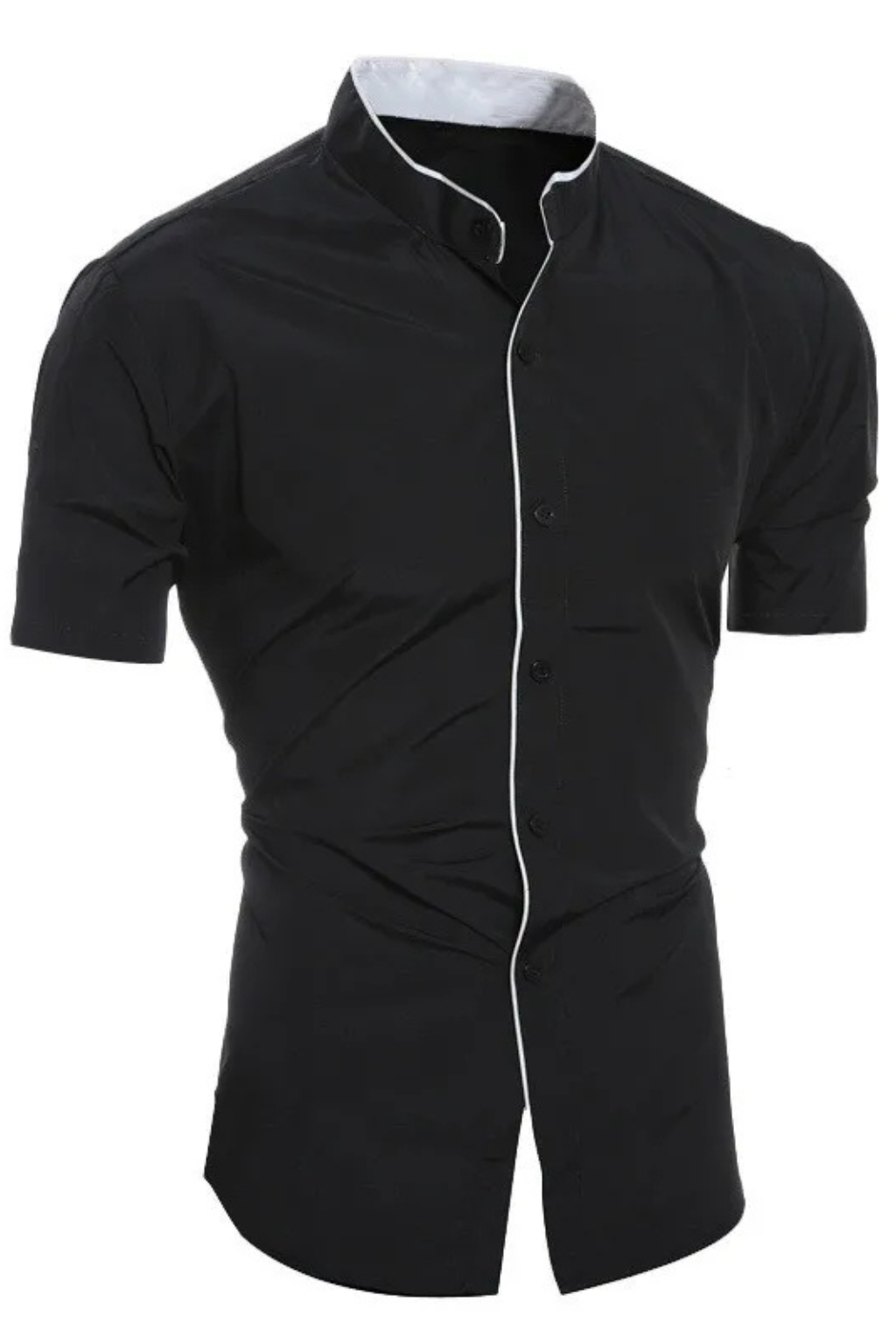 Theo Ashbourne | Slim Fit Stand Collar Shirt For Men