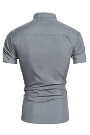 Theo Ashbourne | Slim Fit Stand Collar Shirt For Men