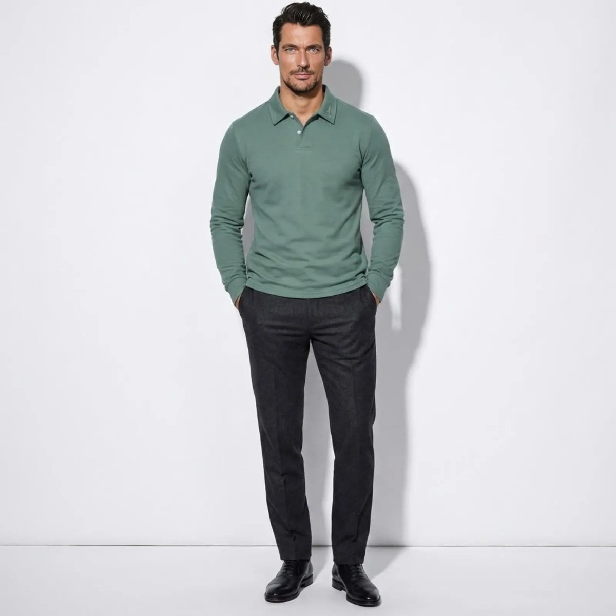 Theo Sinclair | Long Sleeve Polo Shirt For Men