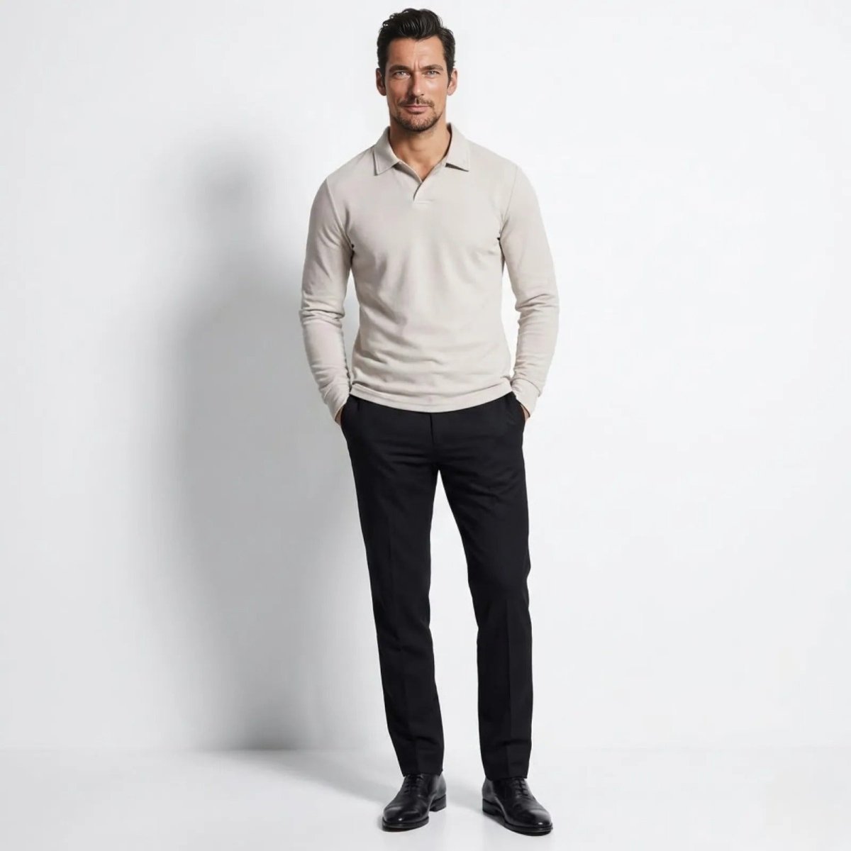 Theo Sinclair | Long Sleeve Polo Shirt For Men