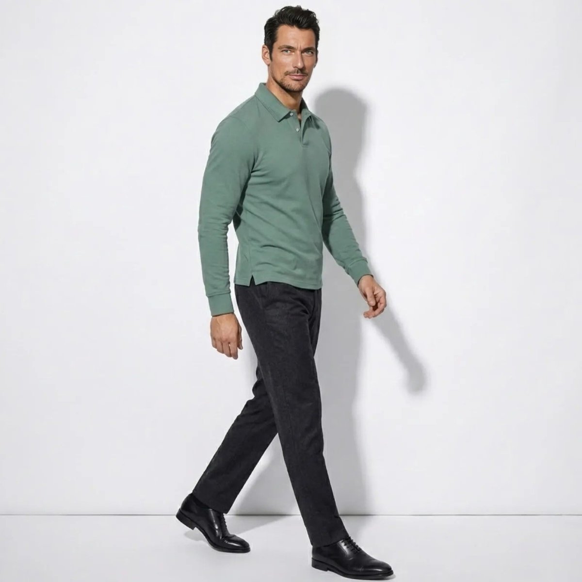 Theo Sinclair | Long Sleeve Polo Shirt For Men