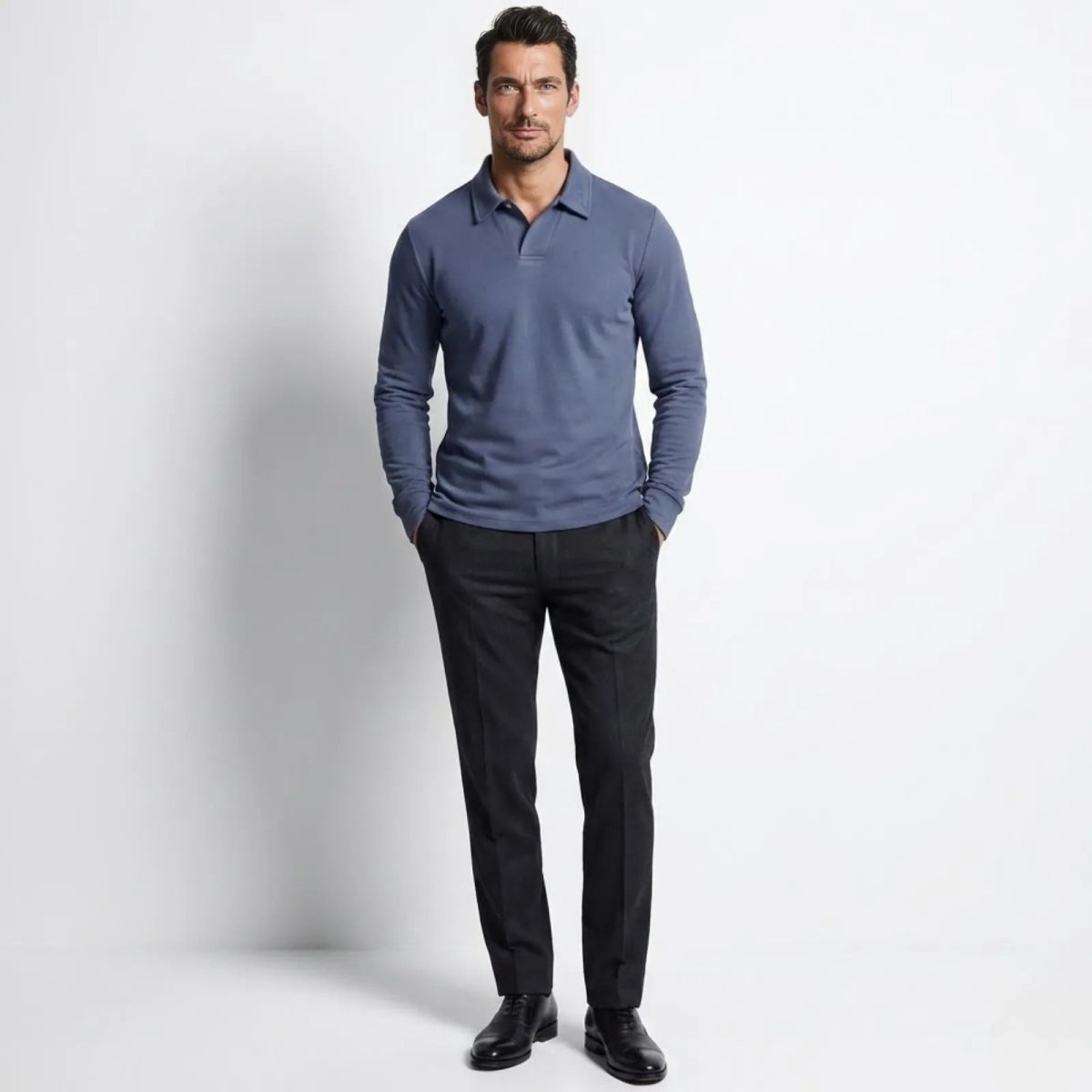 Theo Sinclair | Long Sleeve Polo Shirt For Men