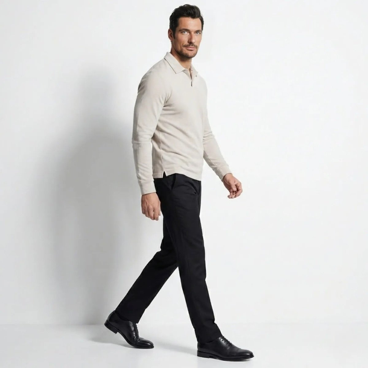 Theo Sinclair | Long Sleeve Polo Shirt For Men