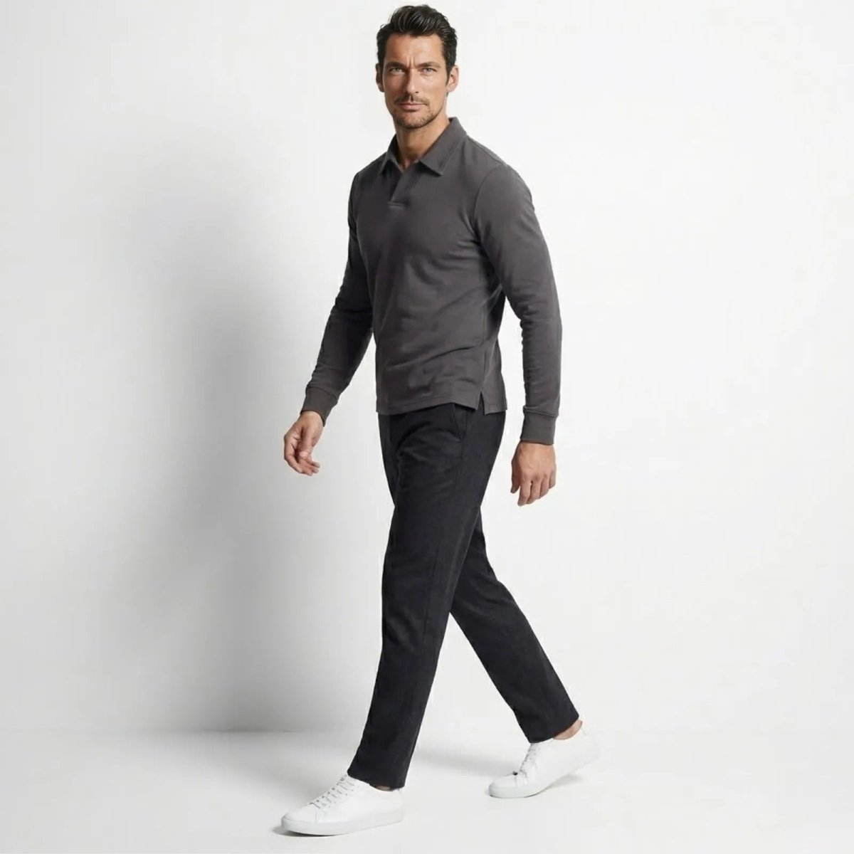 Theo Sinclair | Long Sleeve Polo Shirt For Men