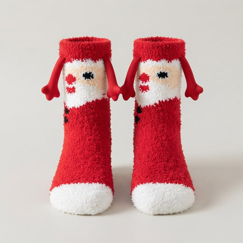 Toasty Toes | Czerwone świąteczne skarpetki damskie z nadrukiem Świętego Mikołaja