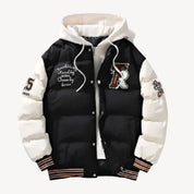 Track Record | Varsity Puffer Jacket with Urban Prestige (Black)