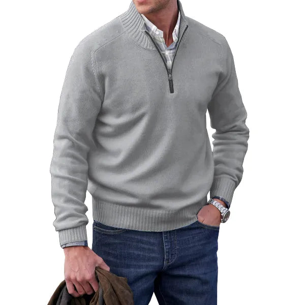 Tristan Beauvale | Men's Cashmere-Blend Quarter-Zip Sweater