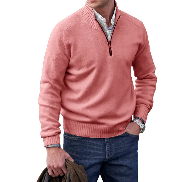 Tristan Beauvale | Men's Cashmere-Blend Quarter-Zip Sweater