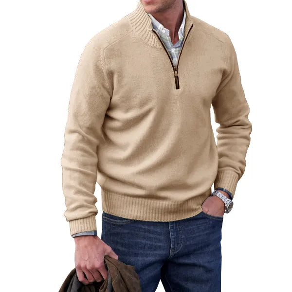 Tristan Beauvale | Men's Cashmere-Blend Quarter-Zip Sweater