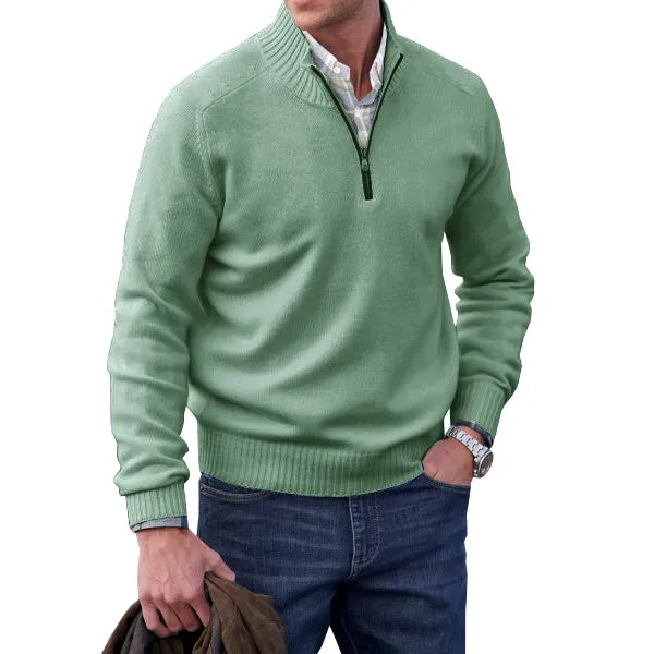 Tristan Beauvale | Men's Cashmere-Blend Quarter-Zip Sweater
