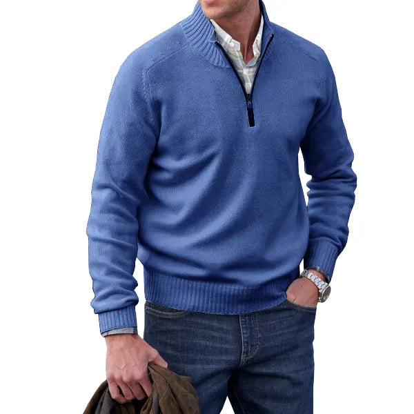 Tristan Beauvale | Men's Cashmere-Blend Quarter-Zip Sweater