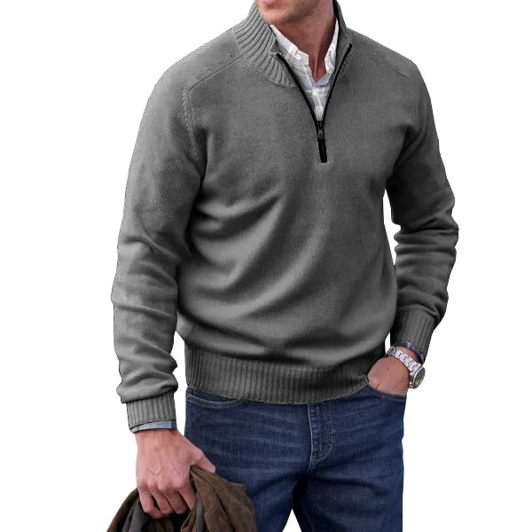 Tristan Beauvale | Men's Cashmere-Blend Quarter-Zip Sweater