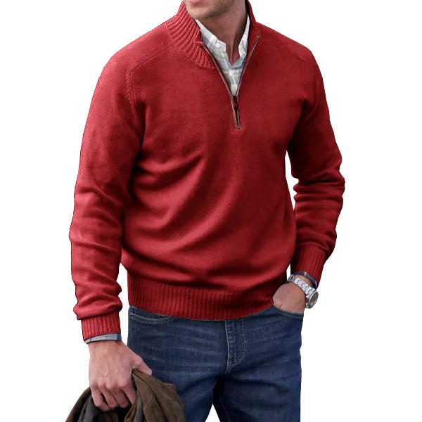 Tristan Beauvale | Men's Cashmere-Blend Quarter-Zip Sweater