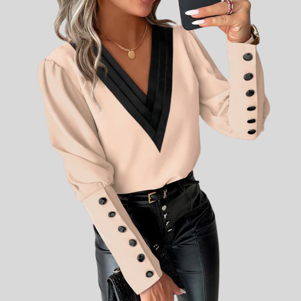 Juliet Harlow | Button-Front Blouse With Gigot Sleeves