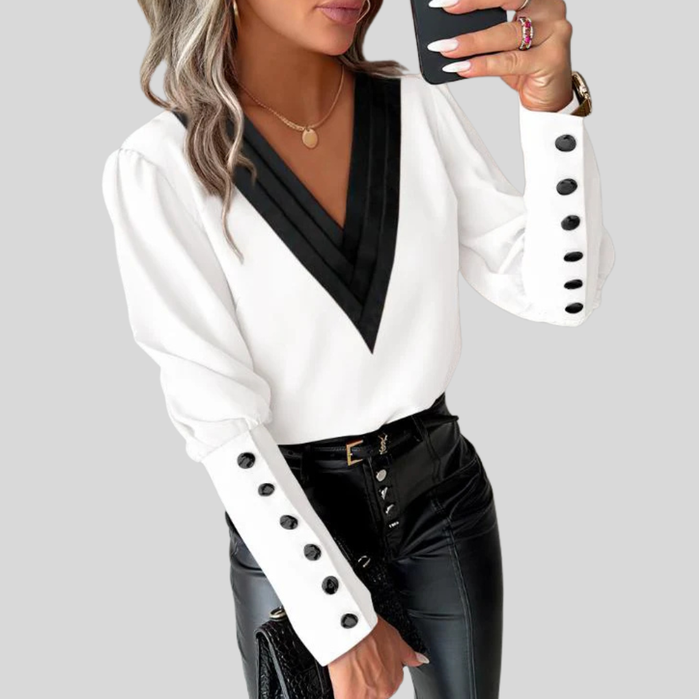 Juliet Harlow | Button-Front Blouse With Gigot Sleeves