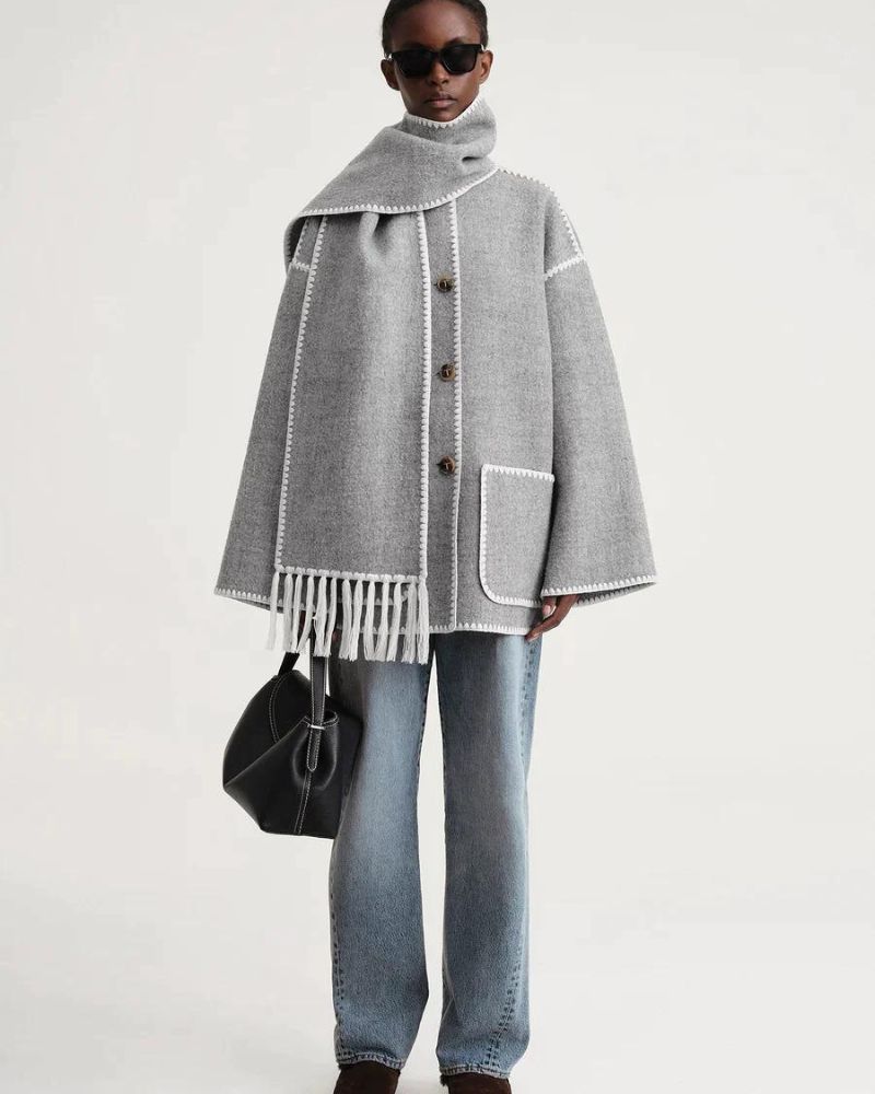 Freya Hartnell | Wool Cape Jacket With Fringe Trim