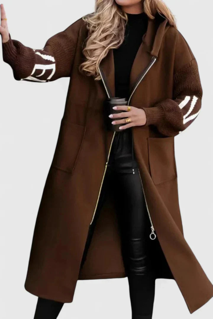 Bethany Colville | Oversized Hooded Coat With Contrast Knit Sleeves