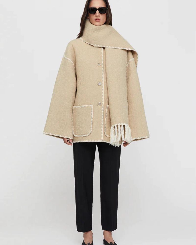 Freya Hartnell | Wool Cape Jacket With Fringe Trim