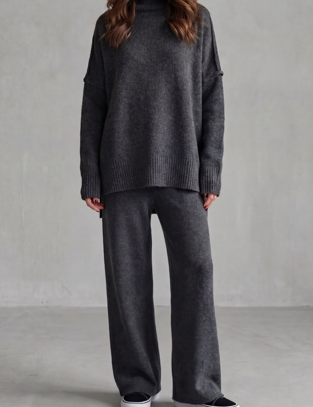 Arabella Knox | Relaxed Warmth Knit Lounge Set in Charcoal