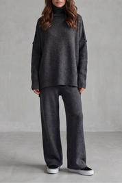 Arabella Knox | Relaxed Warmth Knit Lounge Set in Charcoal