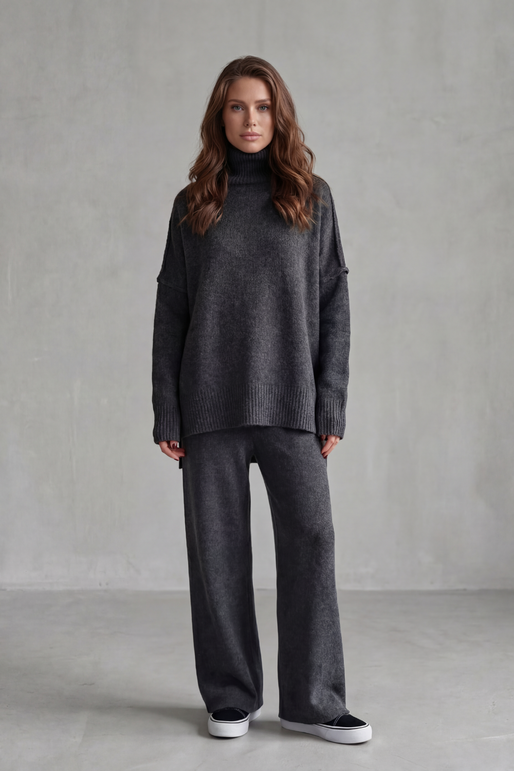 Arabella Knox | Relaxed Warmth Knit Lounge Set in Charcoal