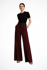 Valentina Moreau | Tailored Wide Leg Trousers With Belt Detail For Women