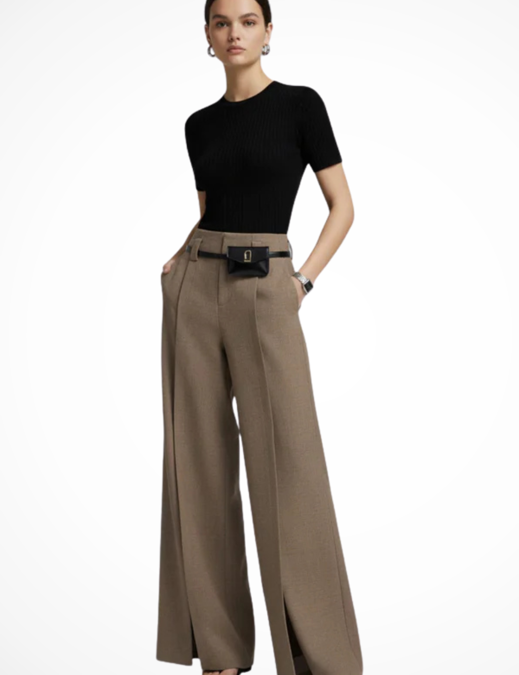 Valentina Moreau | Tailored Wide Leg Trousers With Belt Detail For Women