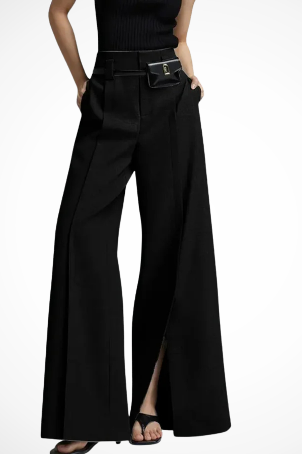 Valentina Moreau | Tailored Wide Leg Trousers With Belt Detail For Women