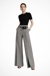 Valentina Moreau | Tailored Wide Leg Trousers With Belt Detail For Women