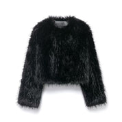 Valentina Moretti | Luxe Cropped Faux Fur Jacket For Women