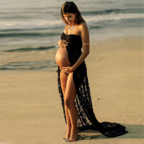 Valentina Rousseau | Extra Long Lace Maternity Maxi Dress