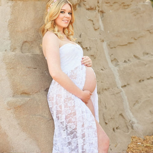 Valentina Rousseau | Extra Long Lace Maternity Maxi Dress
