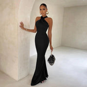 Valentina Sorelli | Halter Neck Maxi Dress – Elegant Backless Mermaid Fit for Evening & Events