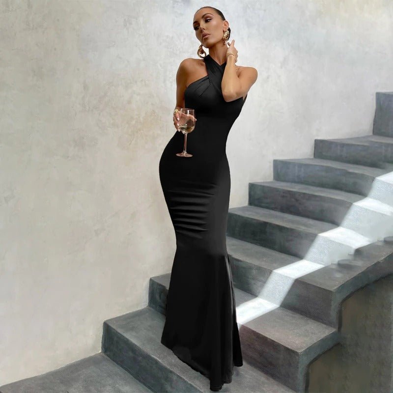 Valentina Sorelli | Halter Neck Maxi Dress – Elegant Backless Mermaid Fit for Evening & Events