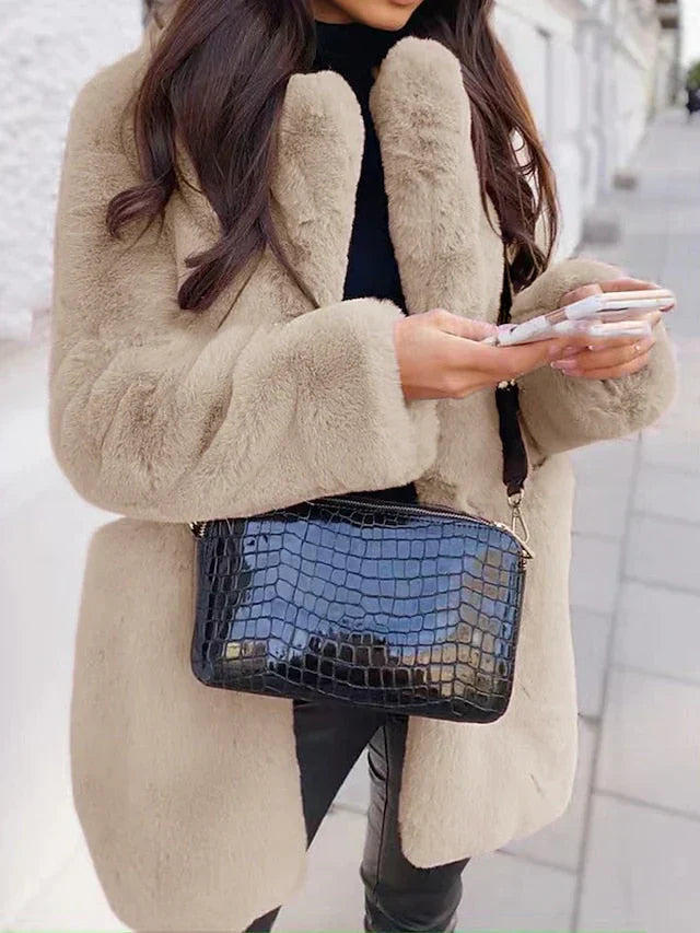 Valérie Moreau | Luxe Faux Fur Mid-Length Coat For Women