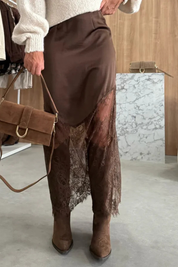 Valérie Rousseau | Lace Satin Midi Skirt For Women