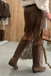 Valérie Rousseau | Lace Satin Midi Skirt For Women