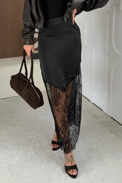 Valérie Rousseau | Lace Satin Midi Skirt For Women