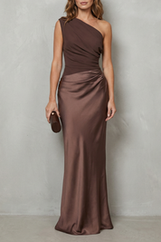 Arabella Kingsley | Asymmetric Satin Drape Evening Gown