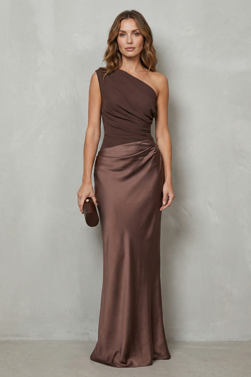 Arabella Kingsley | Asymmetric Satin Drape Evening Gown