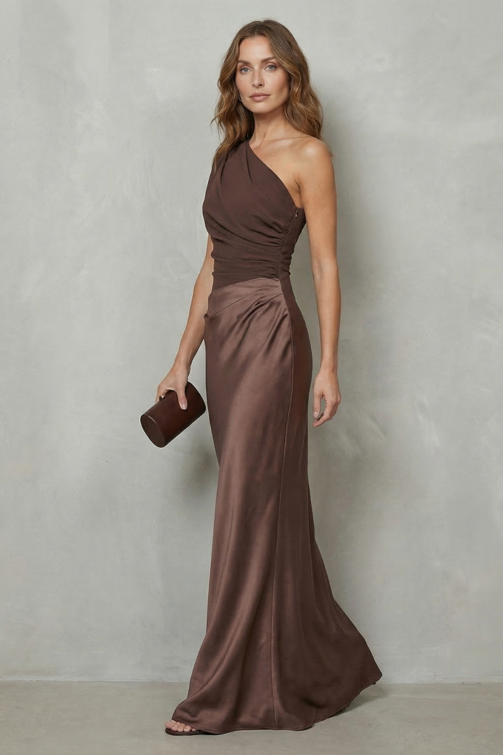 Arabella Kingsley | Asymmetric Satin Drape Evening Gown