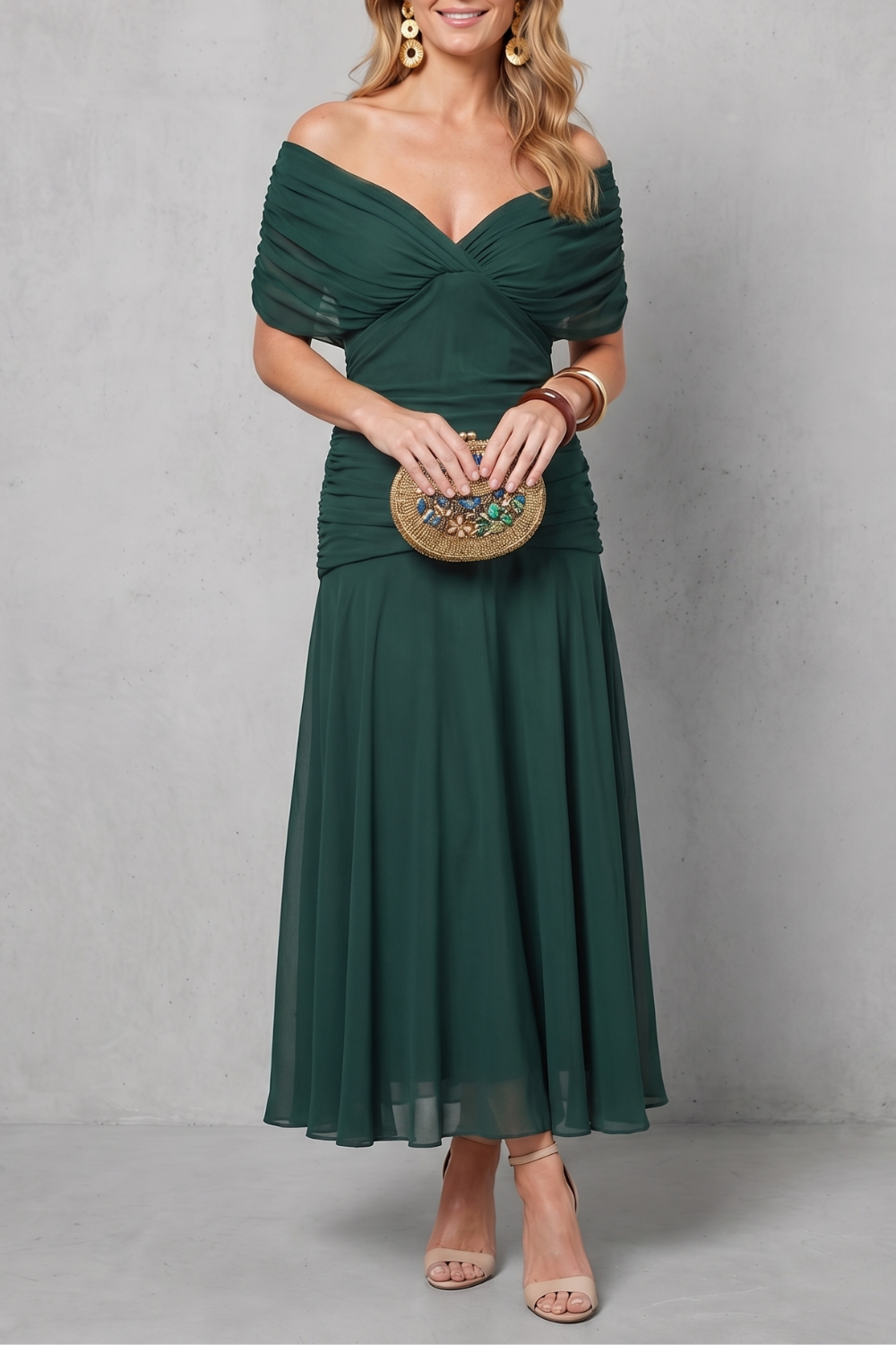Verity Sanderson | Draped Floral Maxi Dress in Watercolour Print