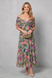 Verity Sanderson | Draped Floral Maxi Dress in Watercolour Print