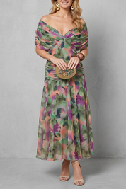 Verity Sanderson | Draped Floral Maxi Dress in Watercolour Print
