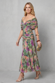 Verity Sanderson | Draped Floral Maxi Dress in Watercolour Print
